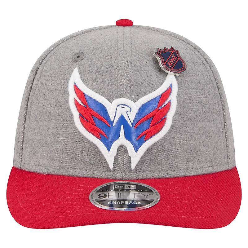 Men's New Era  Gray/Red Washington Capitals Wool Pin Low Profile 9FIFTY Snapback Hat