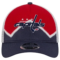 Men's New Era  Navy/Red Washington Capitals Hockey Sock 9FORTY A-Frame M-Crown Adjustable Trucker Hat
