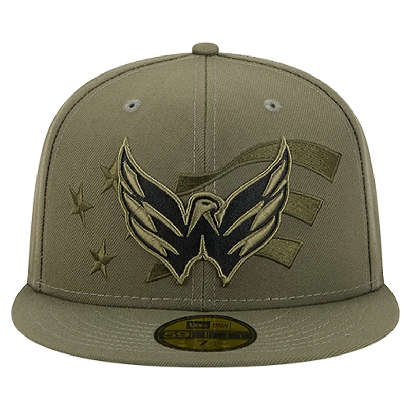 Men's New Era  Olive Washington Capitals Military Appreciation Flag 59FIFTY Fitted Hat