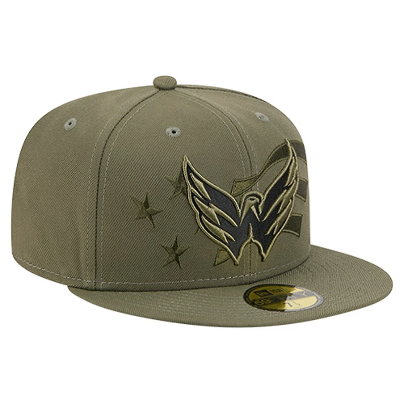 Men's New Era  Olive Washington Capitals Military Appreciation Flag 59FIFTY Fitted Hat