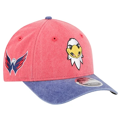 Casquette ajustable 9FORTY bicolore rouge/bleu marine pour homme New Era, mascotte des Capitals de Washington