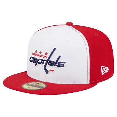 Casquette ajustée New Era 59FIFTY bicolore blanche/rouge Washington Capitals Repeat pour homme