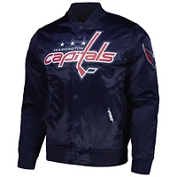Veste à bouton-pression classique en satin pour hommes Pro Standard des Washington Capitals, bleu marine