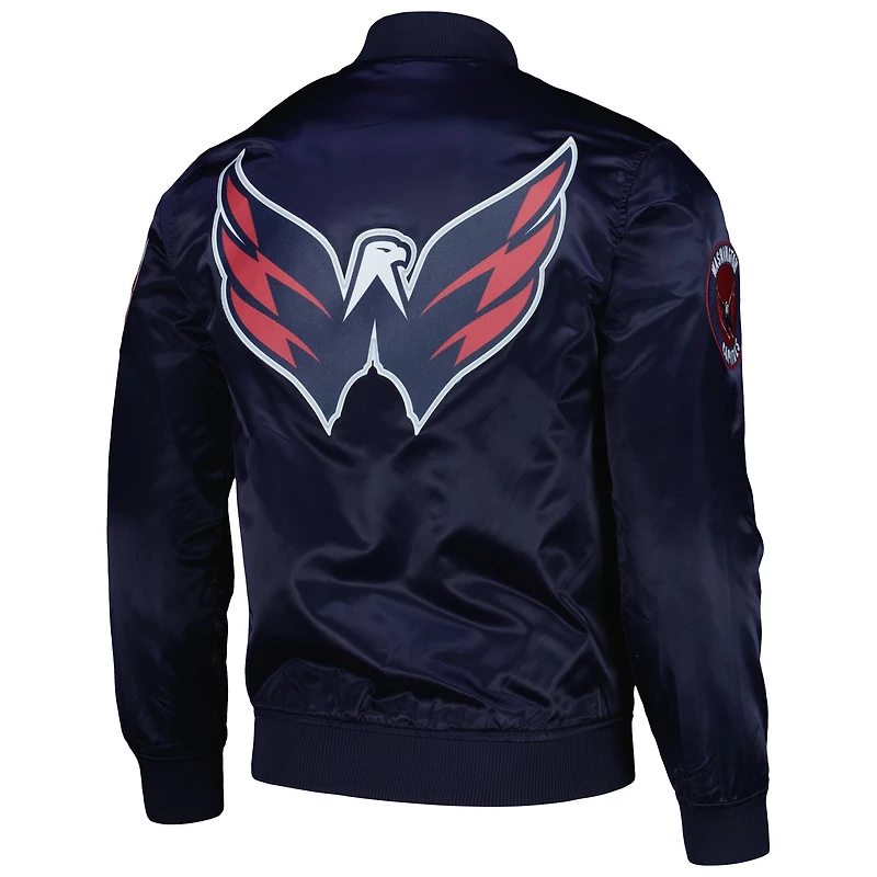 Veste à bouton-pression classique en satin pour hommes Pro Standard des Washington Capitals, bleu marine