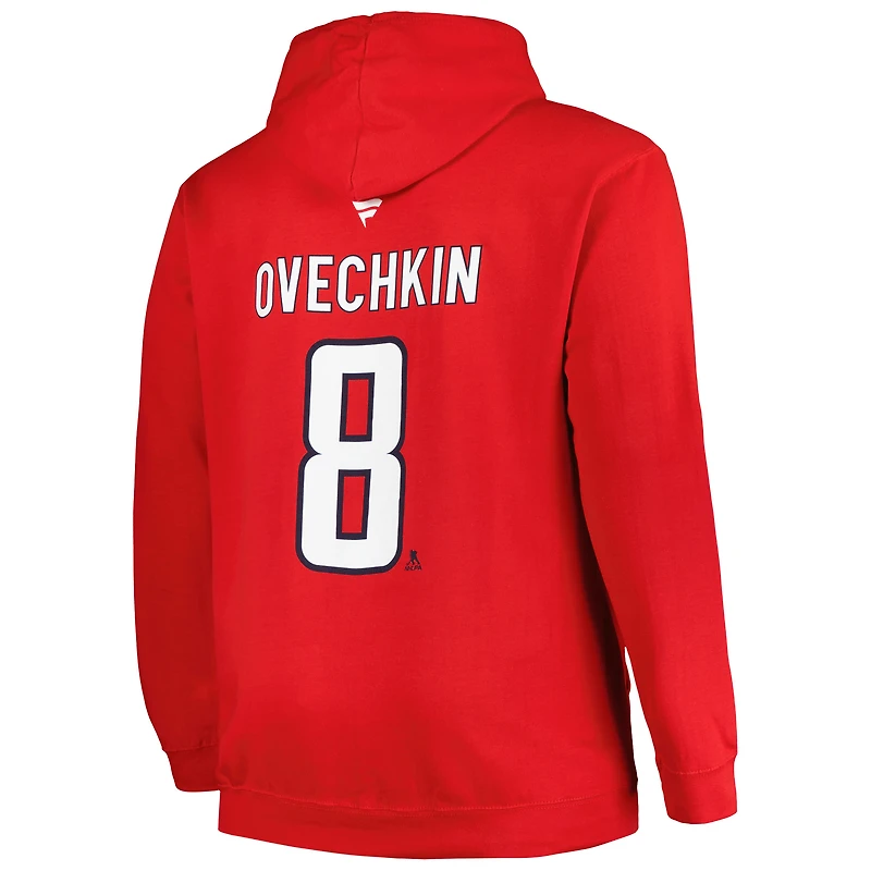 Men's Profile Alexander Ovechkin Red Washington Capitals Big & Tall Name Number Pullover Hoodie