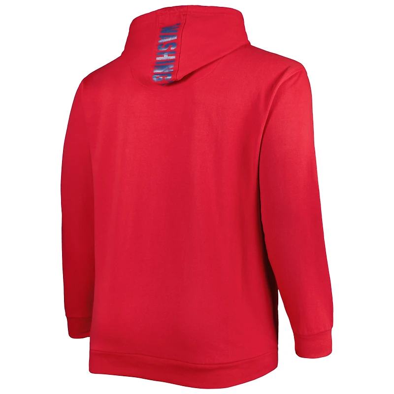 Chandail à capuchon en molleton rouge Washington Capitals Big & Tall pour homme