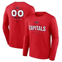 Men's Red Washington Capitals Custom Midfielder Long Sleeve T-Shirt