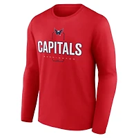 Men's Red Washington Capitals Custom Midfielder Long Sleeve T-Shirt