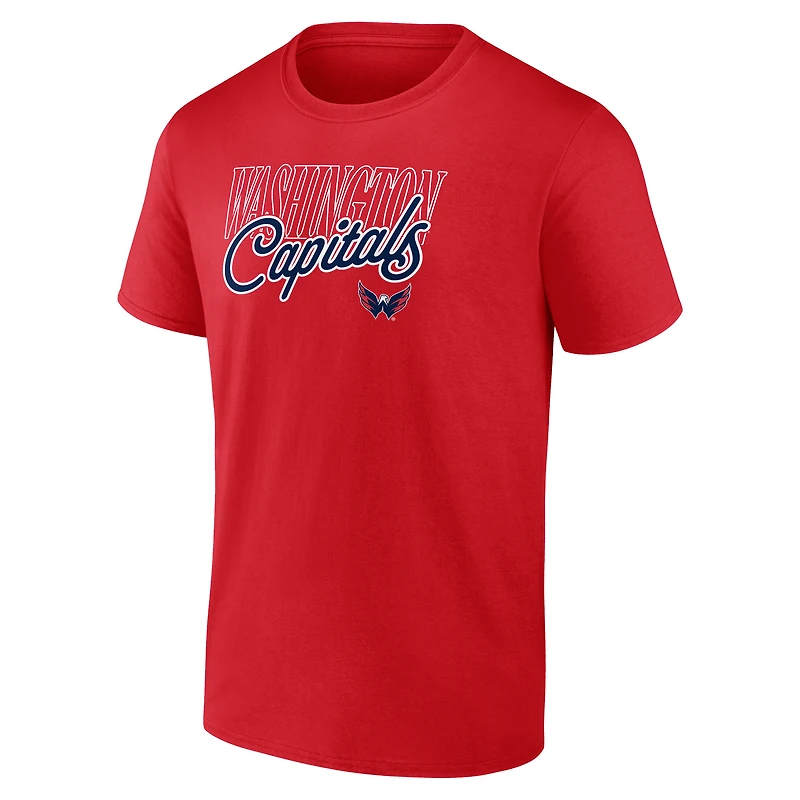 T-shirt rouge pour homme avec inscription « Washington Capitals »