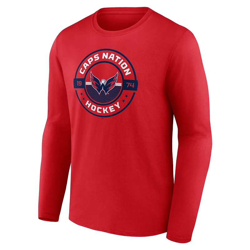 Men's  Red Washington Capitals Native Long Sleeve T-Shirt