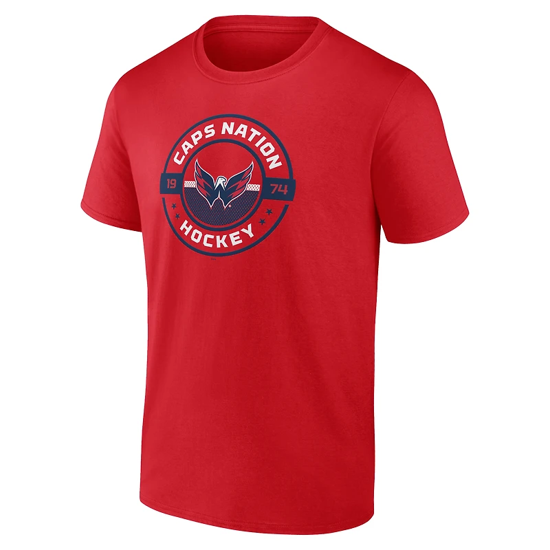 T-shirt rouge pour homme, motif natif des Capitals de Washington