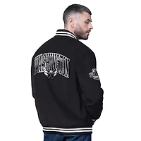 Men's Starter  Black Washington Capitals Blackout Corduroy Full-Snap Varsity Jacket