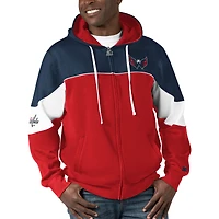 Sweat à capuche entièrement zippé Power Forward des Washington Capitals pour hommes, rouge/bleu marine