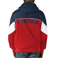 Sweat à capuche entièrement zippé Power Forward des Washington Capitals pour hommes, rouge/bleu marine