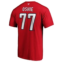 T-shirt rouge authentique pour homme TJ Oshie avec nom et numéro de l'équipe des Washington Capitals