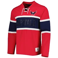 Haut à manches longues lacets Tommy Hilfiger rouge Washington Capitals Walter pour hommes