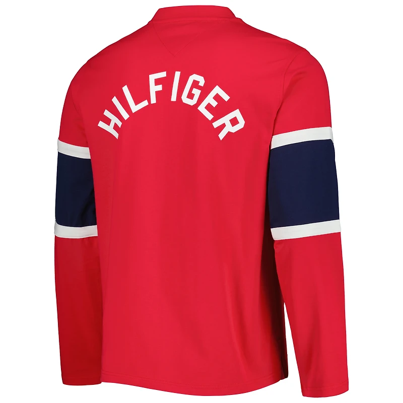 Haut à manches longues lacets Tommy Hilfiger rouge Washington Capitals Walter pour hommes