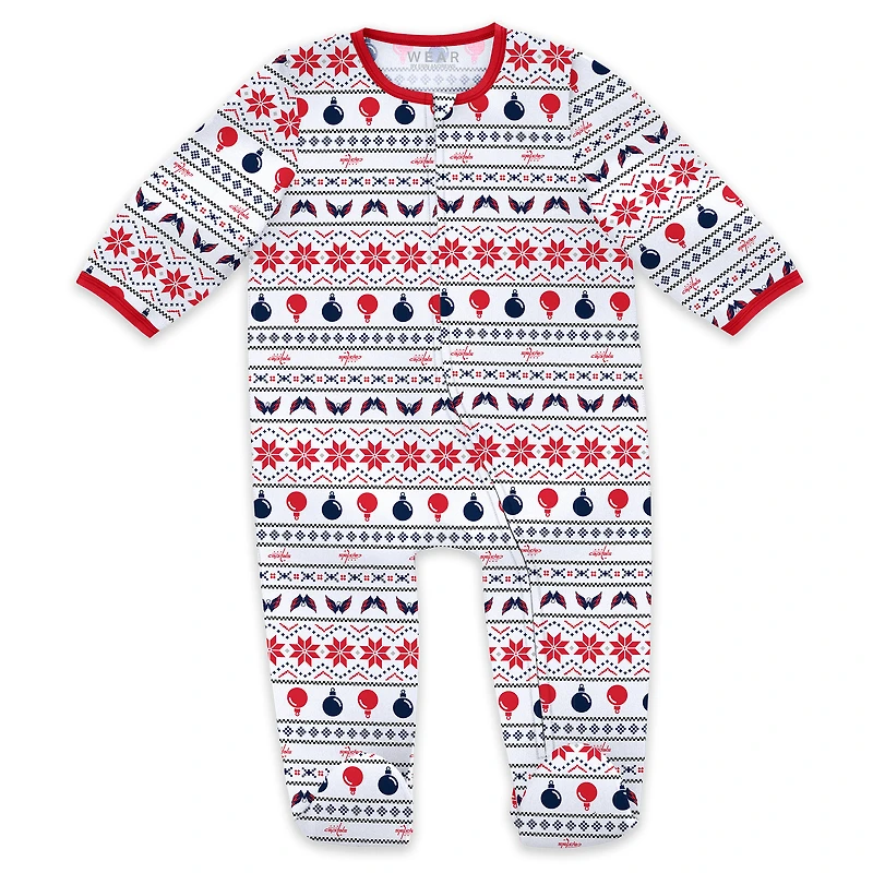 Ensemble de Noël pour nouveau-né WEAR by Erin Andrews avec pyjama et bavoir à fermeture éclair imprimé intégral des Washington Capitals