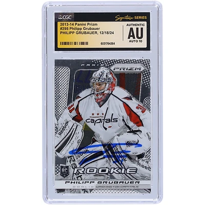 Carte de recrue Panini Prizm #295 2013-2014 autographiée par Philipp Grubauer des Capitals de Washington, présentée par des fanatiques de CGC, Auto 10 authentifiée