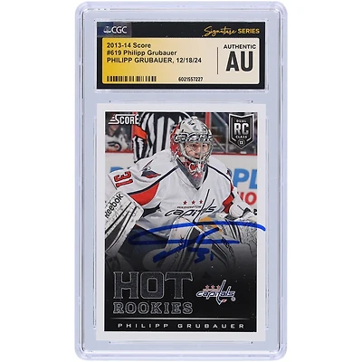 Carte de recrue authentifiée autographiée par Philipp Grubauer des Capitals de Washington 2013-14 Panini Score #619 CGC Fanatics Witnessed