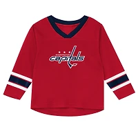 Preschool Outerstuff Red/Navy Washington Capitals Denting the Net Long Sleeve T-Shirt and Pants Set