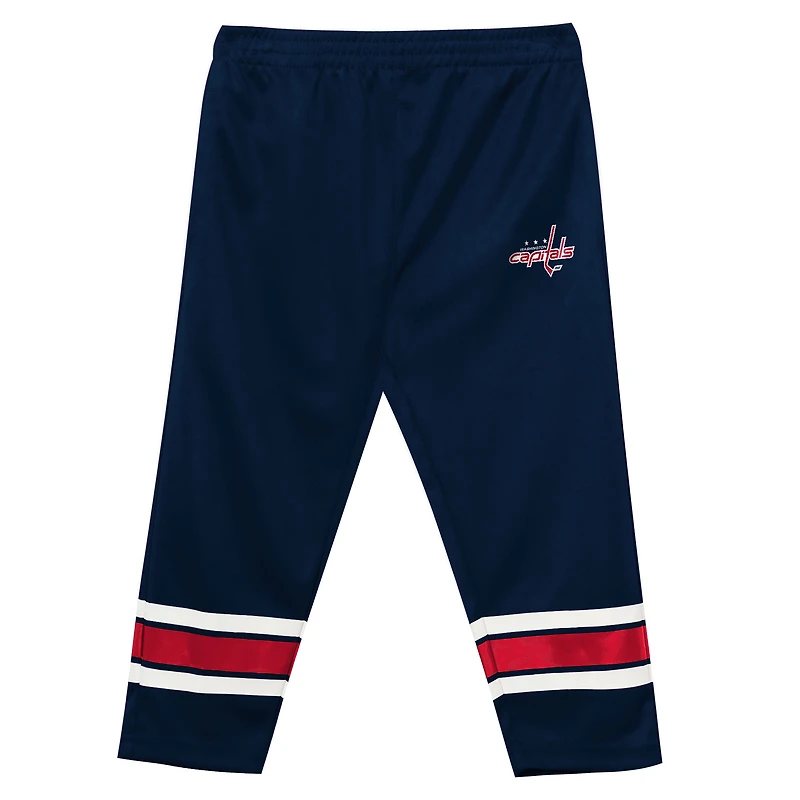 Ensemble t-shirt à manches longues et pantalon Outerstuff rouge/bleu marine Washington Capitals Denting the Net