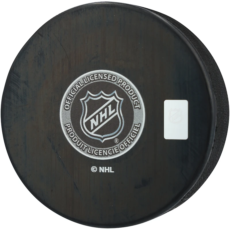 Rondelle de hockey autographiée par Ryan Leonard des Capitals de Washington avec l'inscription « Débuts dans la LNH le 25/04/2025 »