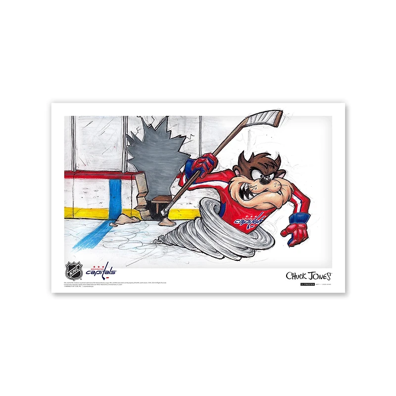 Affiche imprimée du Diable de Tasmanie des Capitals de Washington 11" x 17 " des Looney Tunes