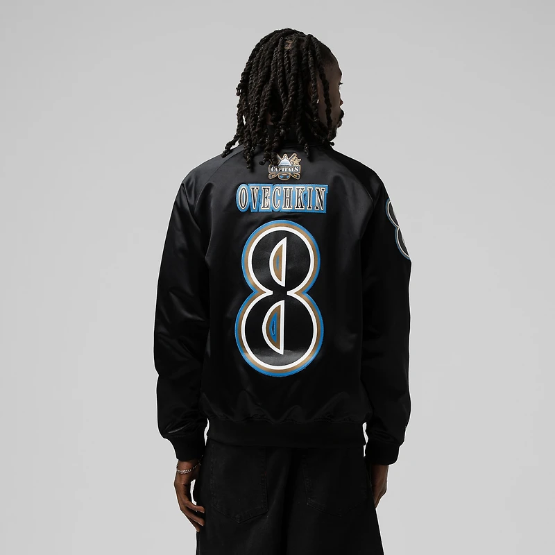 Unisex Mitchell & Ness Alexander Ovechkin Black Washington Capitals Maxxed Out Full-Zip Satin Jacket