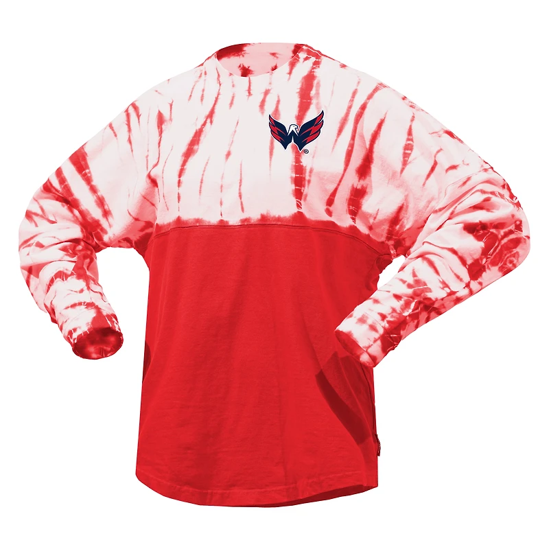 T-shirt à manches longues unisexe Spirit Jersey rouge Washington Capitals Crystal Half Dye