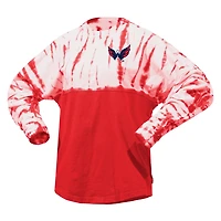 T-shirt à manches longues unisexe Spirit Jersey rouge Washington Capitals Crystal Half Dye