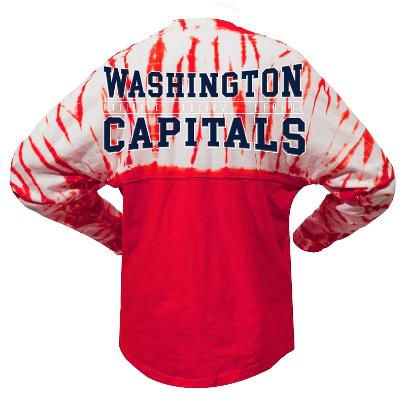 T-shirt à manches longues unisexe Spirit Jersey rouge Washington Capitals Crystal Half Dye