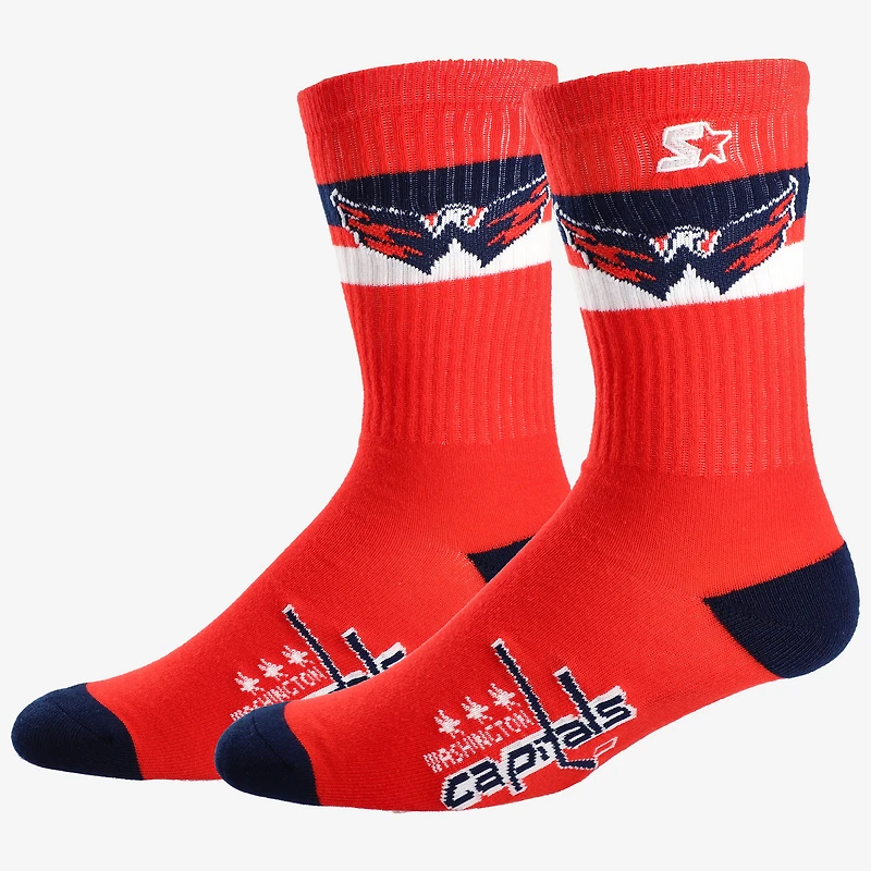 Chaussettes unisexes Starter Washington Capitals à deux bandes aux couleurs de l'équipe