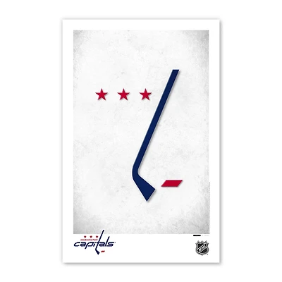 Affiche minimaliste avec logo des Capitals de Washington 11" x 17"