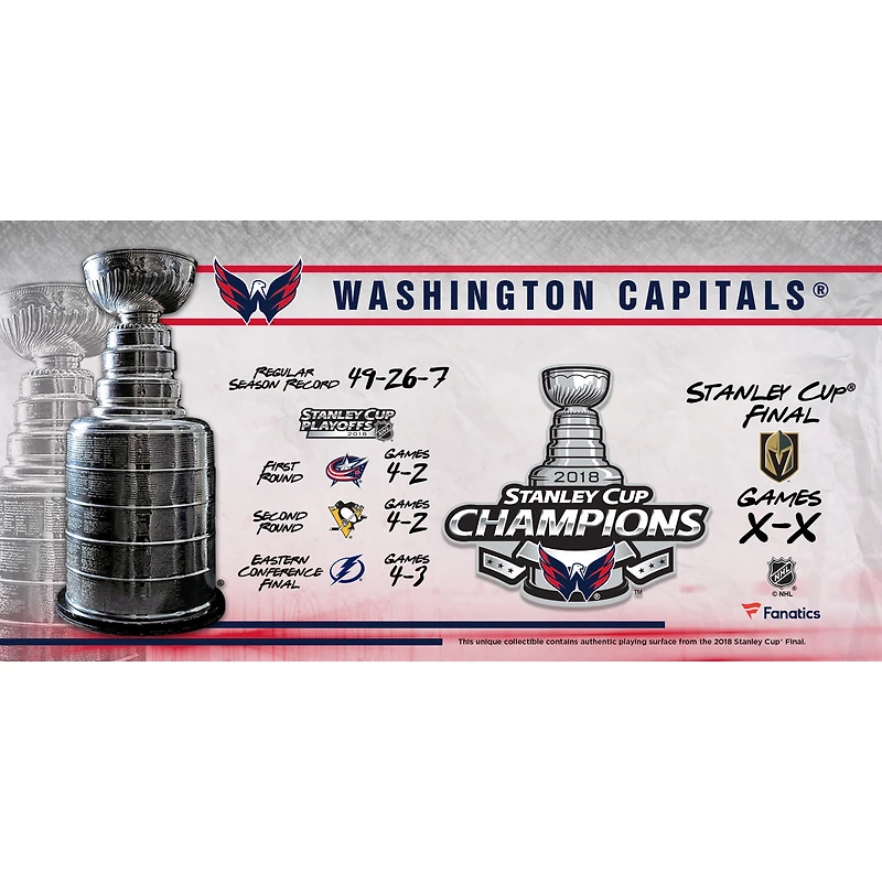 Trophée de la Coupe Stanley en cristal des champions de la Coupe Stanley 2018 des Capitals de Washington - Rempli de glace de la finale de la Coupe Stanley 2018