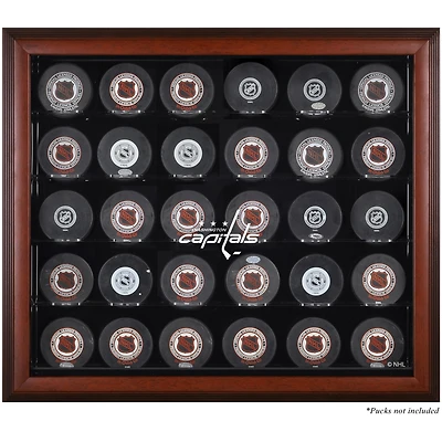 Vitrine de présentation en acajou pour 30 rondelles des Capitals de Washington