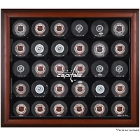 Vitrine de présentation en acajou pour 30 rondelles des Capitals de Washington