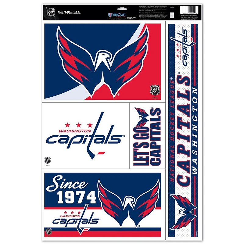 Washington Capitals WinCraft Lot de cinq autocollants réutilisables Cling Ultra pour voiture
