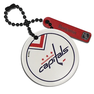 White Washington Capitals Personalized Leather Round Bag Tag