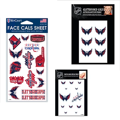 WinCraft Washington Capitals Ensemble de tatouages ​​sans eau 4" x 7"