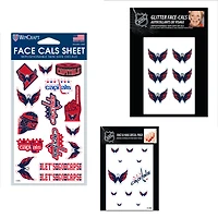 WinCraft Washington Capitals Ensemble de tatouages ​​sans eau 4" x 7"