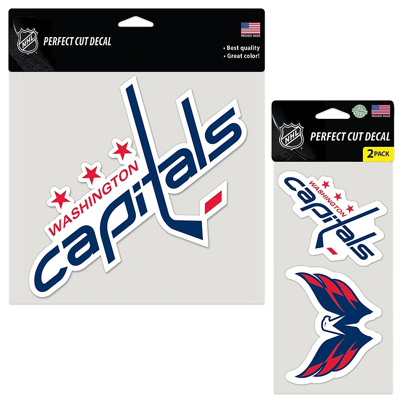 Lot de trois autocollants WinCraft Washington Capitals Perfect Cut