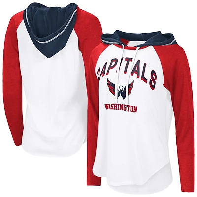 T-shirt à capuche manches longues raglan G-III 4Her par Carl Banks pour femme, blanc, Washington Capitals VIP