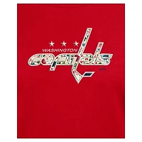 T-shirt à imprimé floral Glam Game rouge Washington Capitals de New Era pour femme