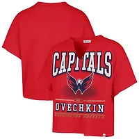 T-shirt surdimensionné à col cranté Alexander Ovechkin pour femme, modèle rouge '47, avec nom et numéro Elation des Capitals de Washington