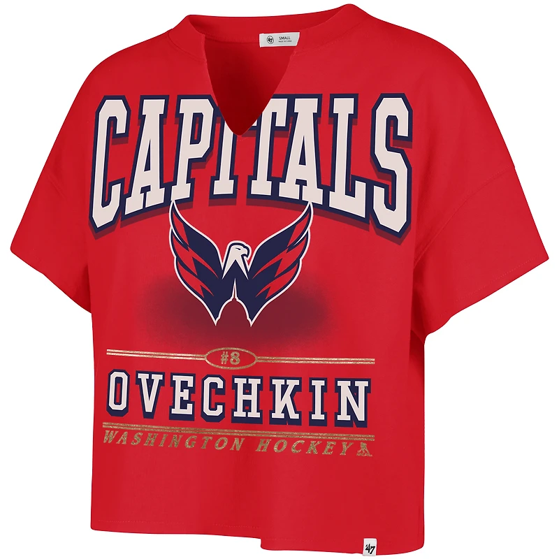 Women's '47 Alexander Ovechkin Red Washington Capitals Elation Name & Number Oversized Notch Neck T-Shirt