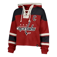 Women's '47 Alexander Ovechkin Red Washington Capitals Superior Lacer Cropped Pullover Hoodie