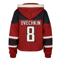 Women's '47 Alexander Ovechkin Red Washington Capitals Superior Lacer Cropped Pullover Hoodie