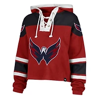 Sweat à capuche court lacets rouge '47 des Washington Capitals pour femme