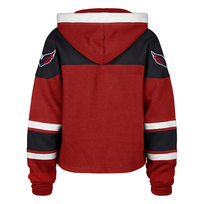 Women's '47  Red Washington Capitals Cropped Lacer Hoodie